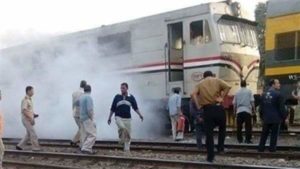 نشوب حريق بالقطار رقم 934 الإسكندرية الي الأقصر بمحطة طما في سوهاج