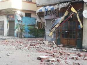 سقوط إحدى البلكونات في عمارة سكنية ببورسعيد