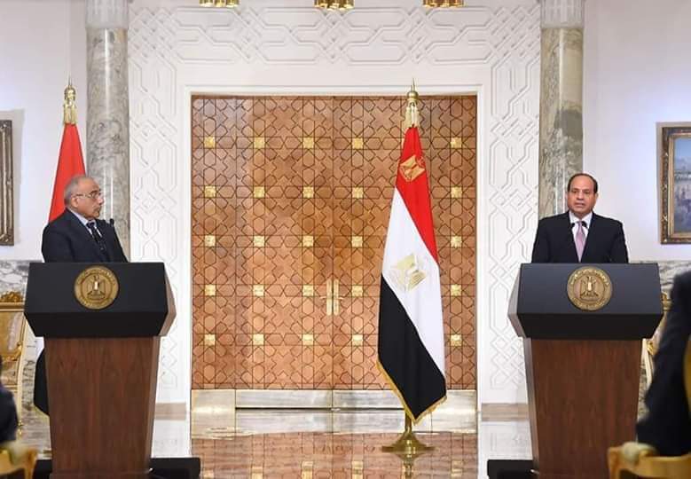 المؤتمر الصحفي المشترك بين السيسي ورئيس وزراء العراق