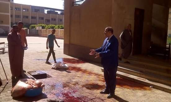 مواطن يذبح أضحية العيد داخل مدرسة ببنها والمحافظ يحيل الواقعة للتحقيق