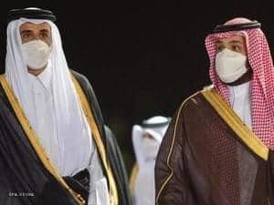 الأمير محمد بن سلمان والأمير تميم بن حمد.فى جدة تبادلا التهاني بعيد الفطر واستعرضا العلاقات الأخوية بين البلدين