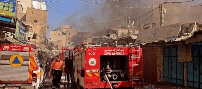 قتل فلسطيني وأصيب 10 آخرون في انفجار وقع بمبنى في سوق شعبي قديم وسط مدينة غزة