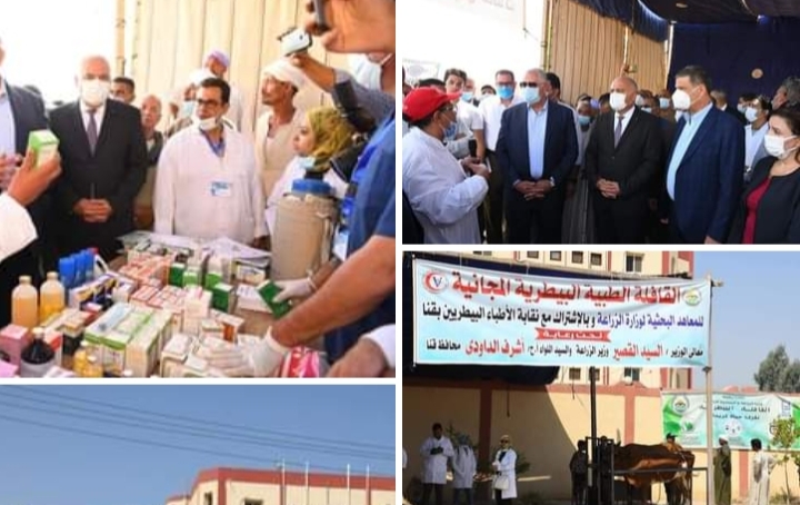 وزير الزراعة ومحافظ قنا يتفقدان أعمال القافلة البيطرية المجانية بقرية المراشدة