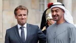 الشيخ محمد بن زايد مع الرئيس الفرنسي ماكرون لبحث التعاون بين البلدين