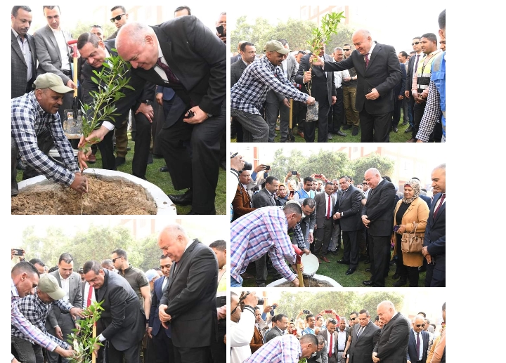 وزير التنمية المحلية ومحافظ قنا يغرسان شجرة بقرية خزام ضمن المبادرة الرئاسية لزراعة 