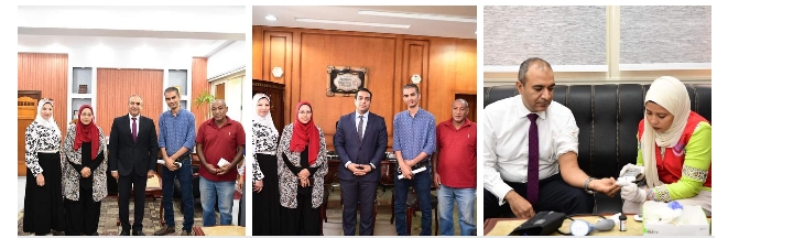 100 يوم صحة تواصل فاعليتها بتوقيع الكشف الطبى علي العاملين بديوان عام محافظة قنا
