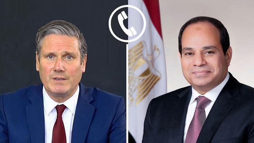 الرئيس السيسى يتلقى اتصالاً هاتفياً من رئيس الوزراء البريطاني ستارمر