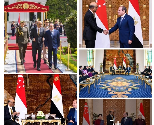 الرئيس السيسى والسيدة قرينته يستقبلان رئيس جمهورية سنغافورة والسيدة قرينته