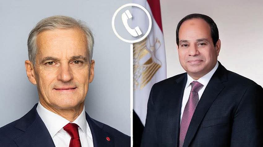 الرئيس السيسى يتلقى اتصالاً هاتفياً من رئيس الوزراء النرويجى