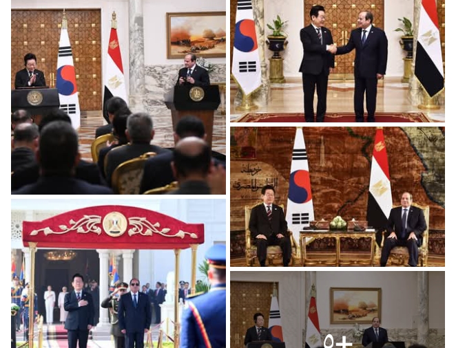 الرئيس السيسى يستقبل الرئيس الكوري الجنوبي والسيدة قرينته