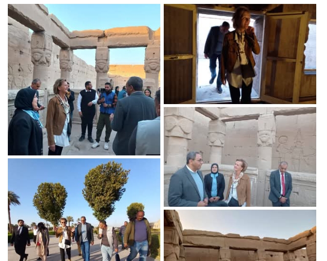 محافظ قنا وسفيرة الاتحاد الأوروبي في زيارة لمعبد دندرة برفقة مساعد وزير التنمية المحلية