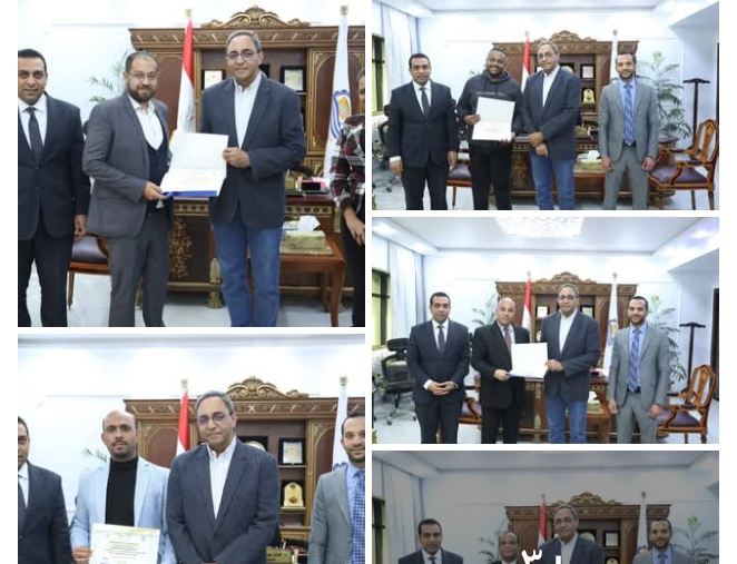 محافظ قنا يكرم العاملين بمركز سيطرة الشبكة الوطنية للطوارئ
