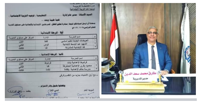 تعليم قنا تعلن نتيحة مسابقة المبادرة الوطنية لتمكين الطفل المصري مرحلة التعليم الاساسي علي مستوي المديرية
