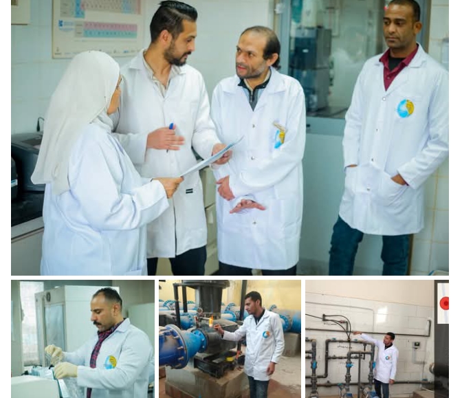 ضمن أعمال المتابعة الدورية لضمان الجودة المعمل المرجعي للشركة القابضة يتفقد محطات مياه الشرب بقنا