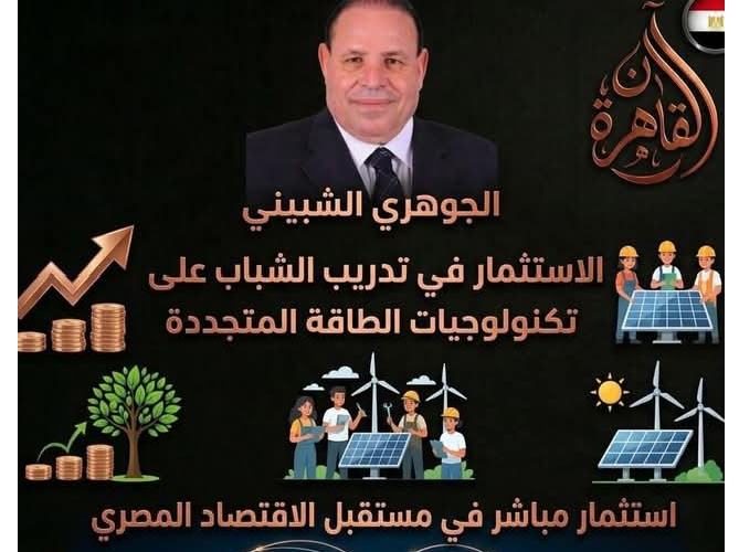 الجوهري الشبيني: الاستثمار في تدريب الشباب على تكنولوجيات الطاقة المتجددة استثمار مباشر في مستقبل الاقتصاد المصري
